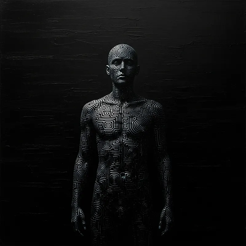 Dark Matrix Pattern with Human Figure