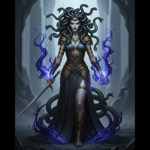Medusa: Mythical Being with Serpent Hair | Dark and Ominous Setting