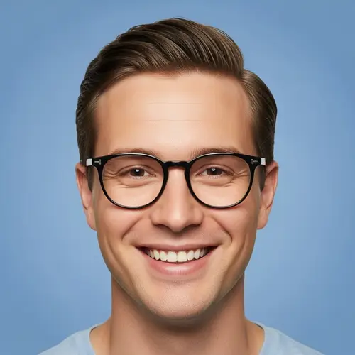 Facebook Avatar Creation: Friendly Face in Light Blue Background