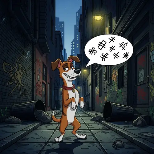 Anthropomorphic Stray Canine Character Illustration in City Alley