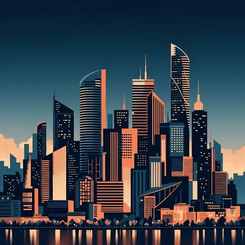 Abstract Cityscape: A Symphony of Form and Color