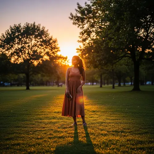 Young South Asian Woman in Casual Dress Relaxing in Park