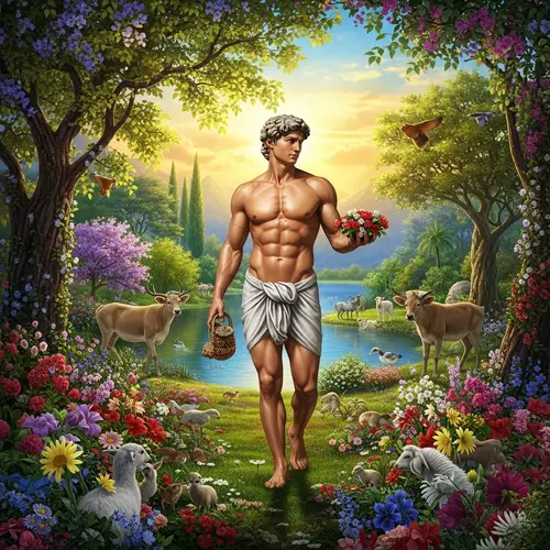 Muscular and Handsome Adam: Paradise Garden Interaction