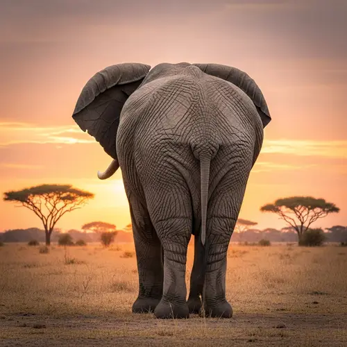Majestic Big Booty Elephant | African Savannah Sunset View