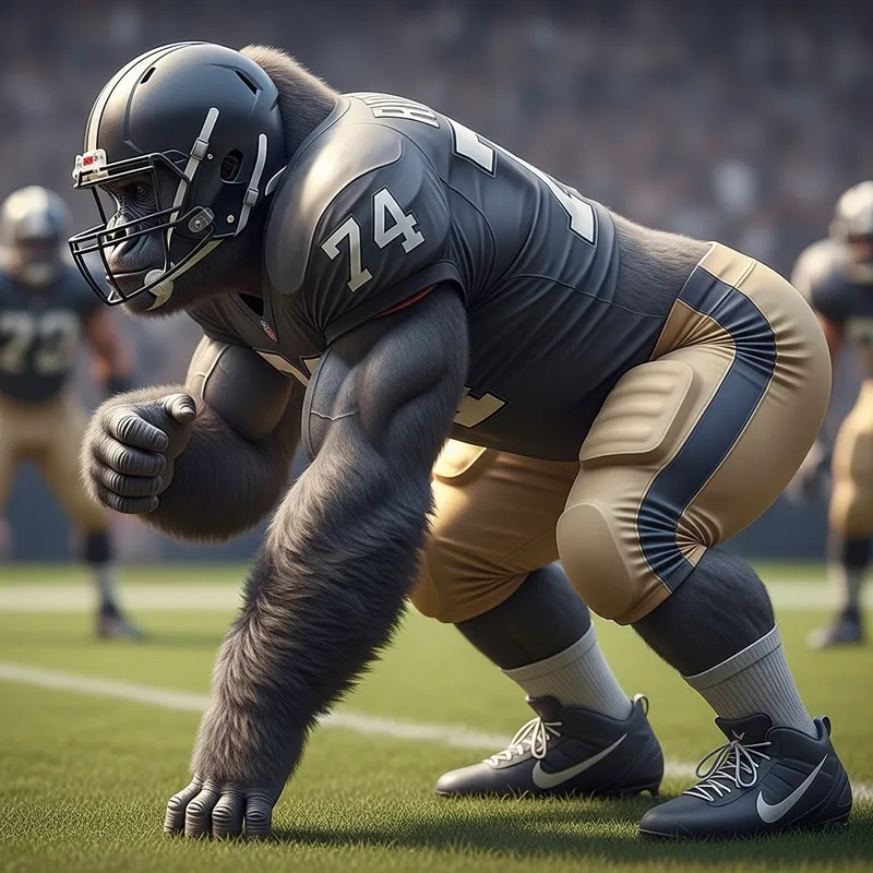 Gorilla Football Lineman Stance | Intense Three-Point Ready Posture