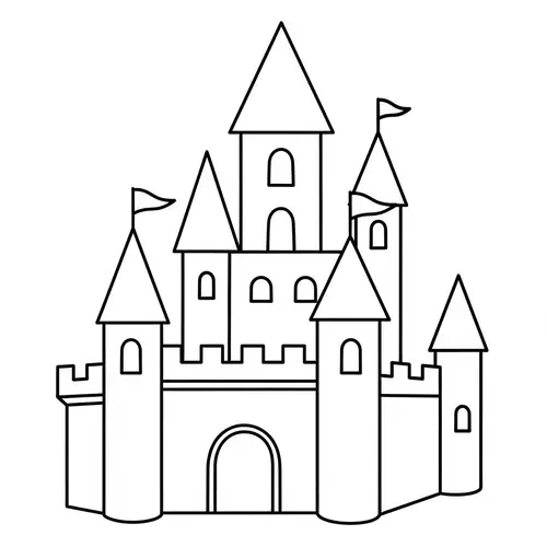 Simple Castle Coloring Page for Toddlers