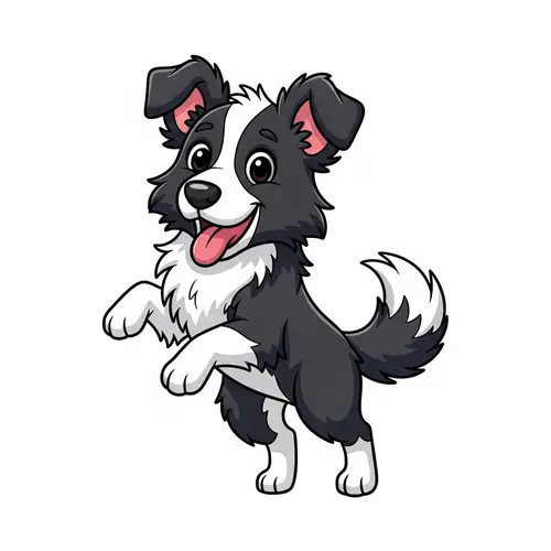 Cute Cartoon Border Collie Playing Design