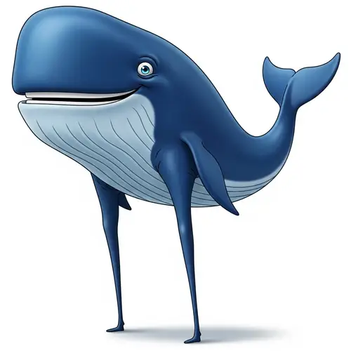 Funny Cartoon Whale with Long Legs