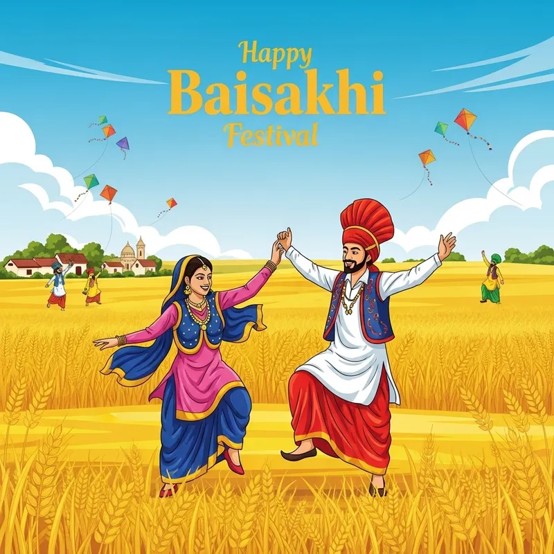 Celebrate Baisakhi Festival in Northern India | Harvest Season Illustrated Celebrate Baisakhi Festival in Northern India | Harvest Season Illustrated