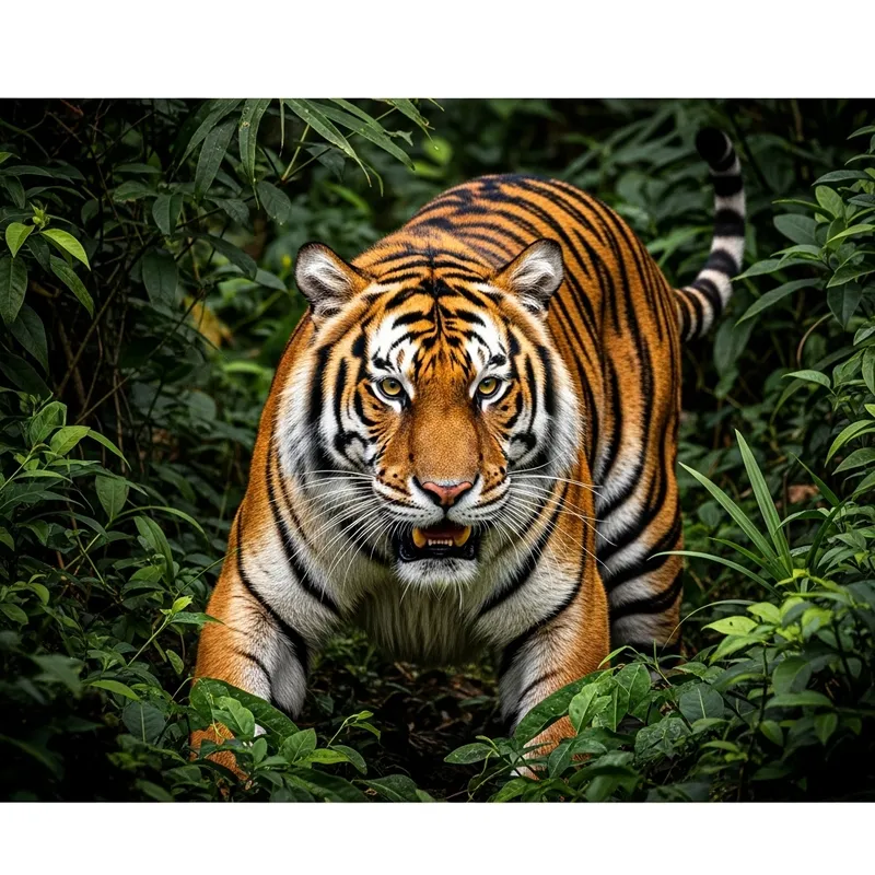 Fierce Tiger in Vibrant Jungle - Capture Wildlife with Precision