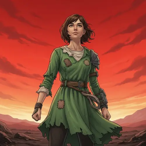 Post-Apocalyptic Hope: Young Woman with Determined Expression
