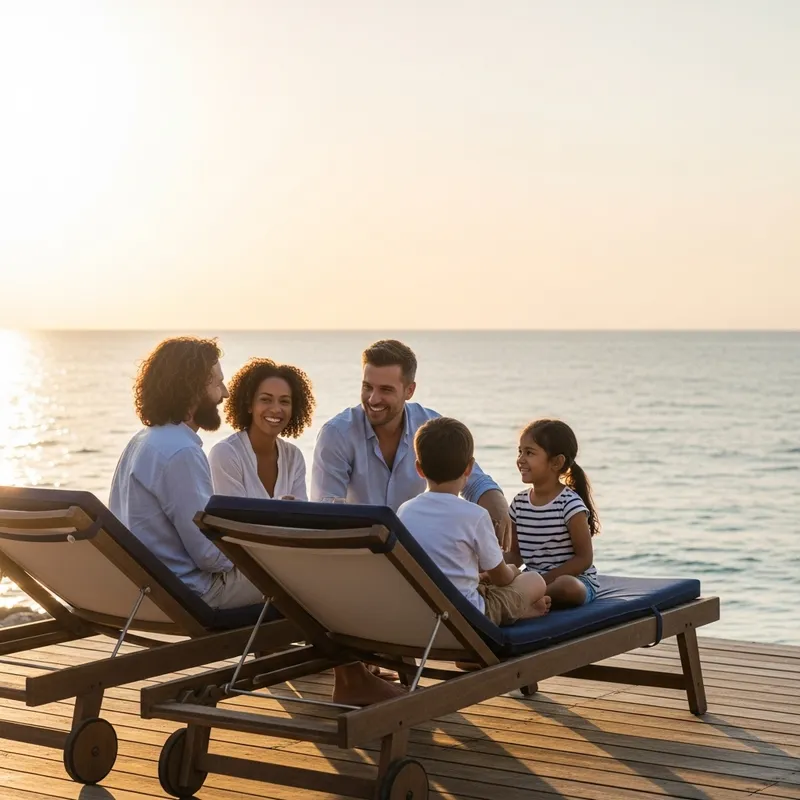 Family Beach Sunset: Businessman's Relaxing Evening
