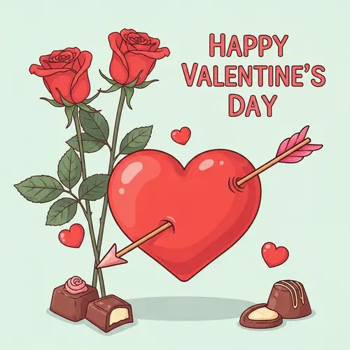 Valentine's Day Clipart: Heart, Roses & Chocolates Design
