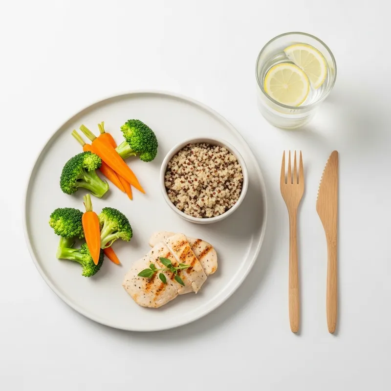 Minimalist Balanced Meal Plan: Clean Plate with Lean Proteins & Steamed Veggies Minimalist Balanced Meal Plan: Clean Plate with Lean Proteins & Steamed Veggies