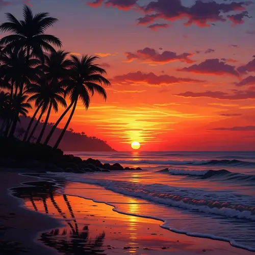 Breathtaking Sunset on the Beach in Impressionistic Style