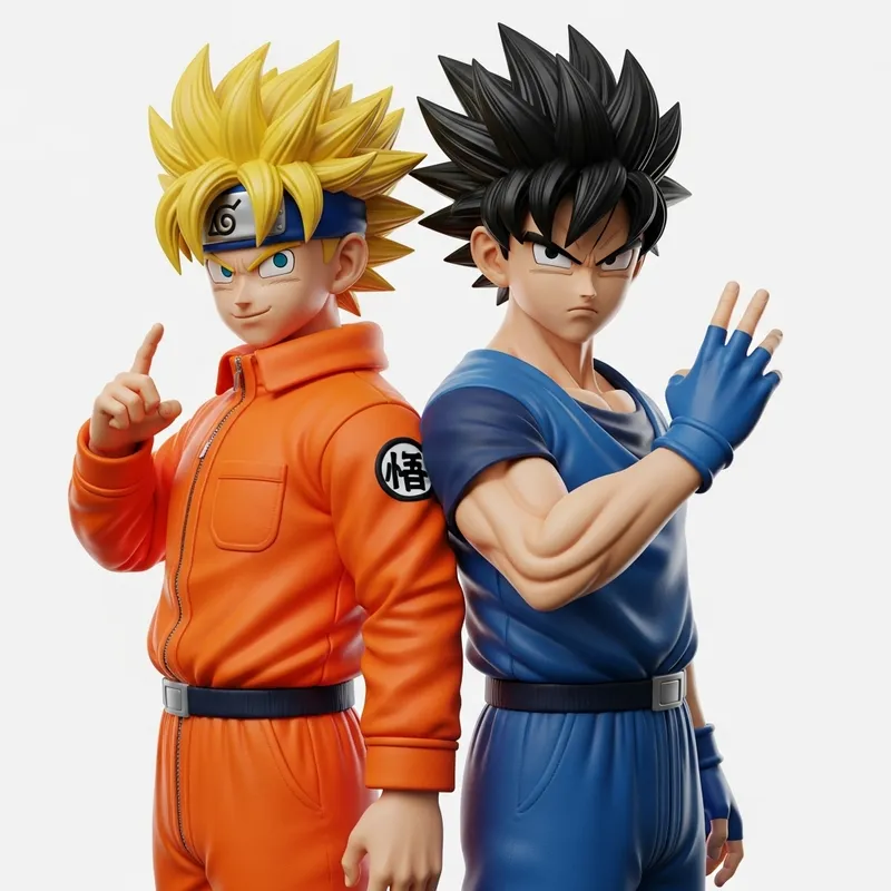 Colorful 3D Naruto and Sasuke Anime Characters