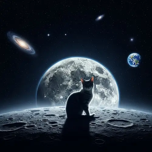 Cat on Moon: Serene Silhouette and Celestial Wonder