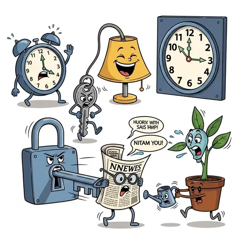 Whimsical Cartoon: Inanimate Objects in Hilarious Antics