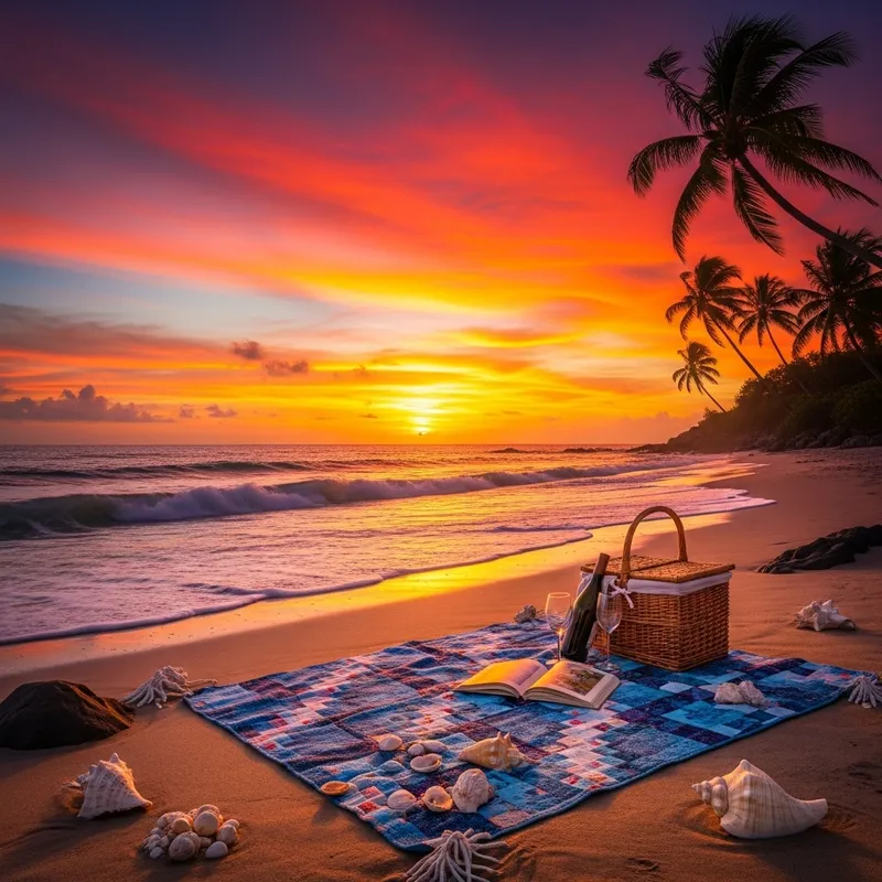 Romantic Sunset Beach Backdrop