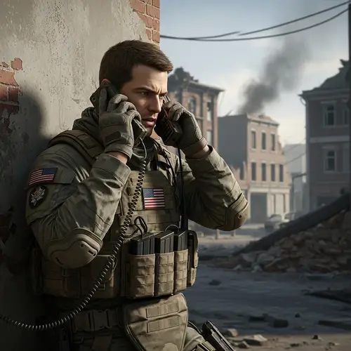 Tactical Video Game Character in Urban Warfare Conversation