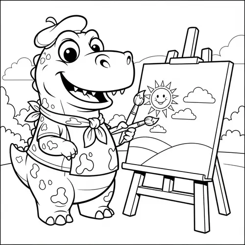 Cartoon Dinosaur Coloring Page for Kids