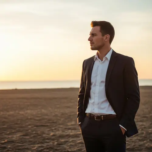 Solitary Man Gazing into Distance | Elegance and Strength