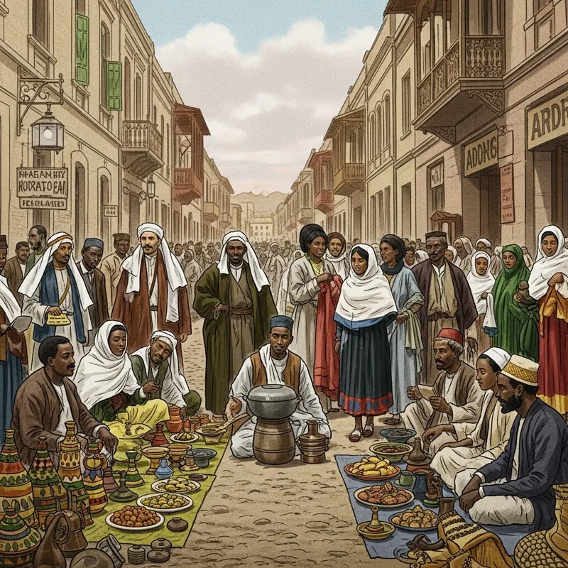 Cultural Fusion in Old Addis Ababa - Diverse Ethnicity in Historical Setting Cultural Fusion in Old Addis Ababa - Diverse Ethnicity in Historical Setting