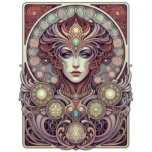 Enchanting Art Nouveau Magical Portrait with Mystical Aura