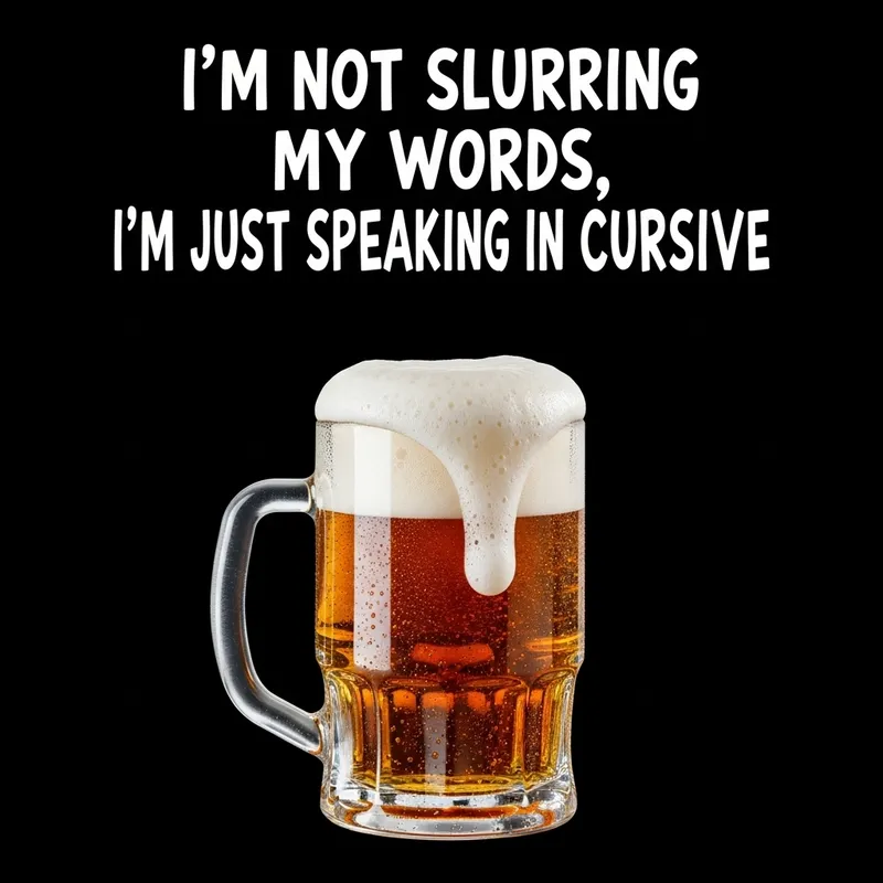 Funny Image with White Text on Black Background, Beer Theme Funny Image with White Text on Black Background, Beer Theme
