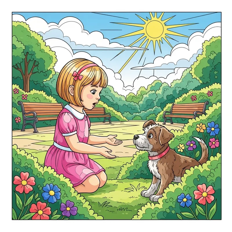 Little Girl Discovers Stray Puppy in Park