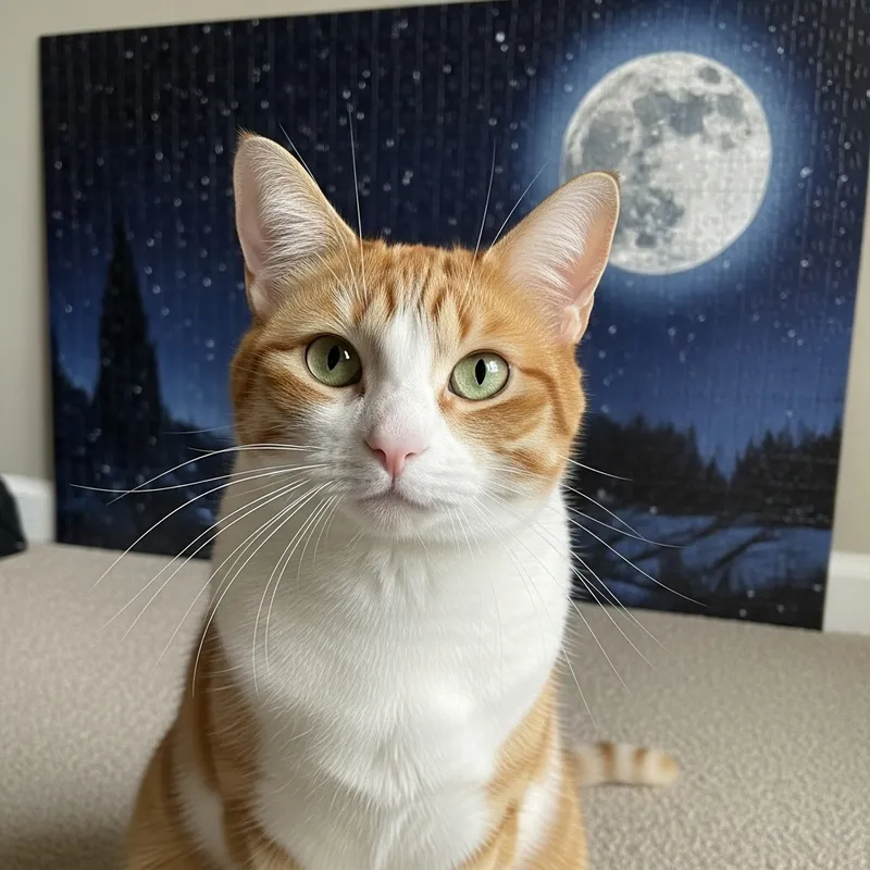 Adorable Cat and Luna on Floor