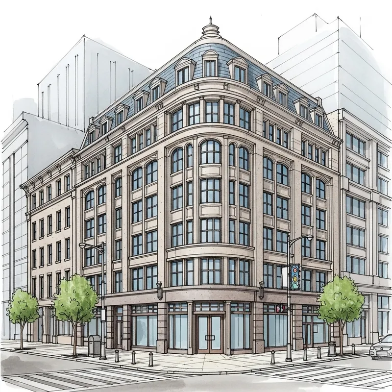 Architectural Drawing of Urban Building in Irkutsk City