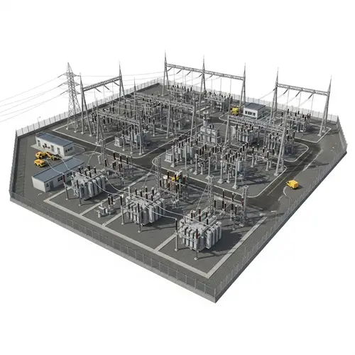 Detailed Illustration of Electrical Substation Structure