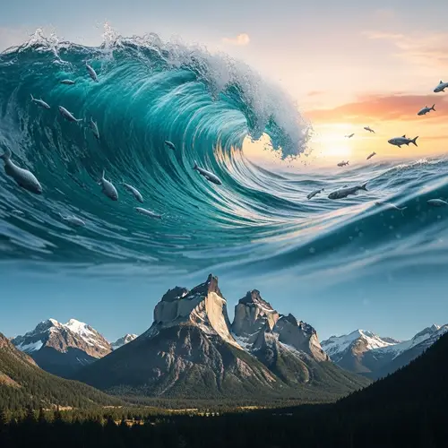 Reality and Abstraction Intermixed in Majestic Mountain Setting