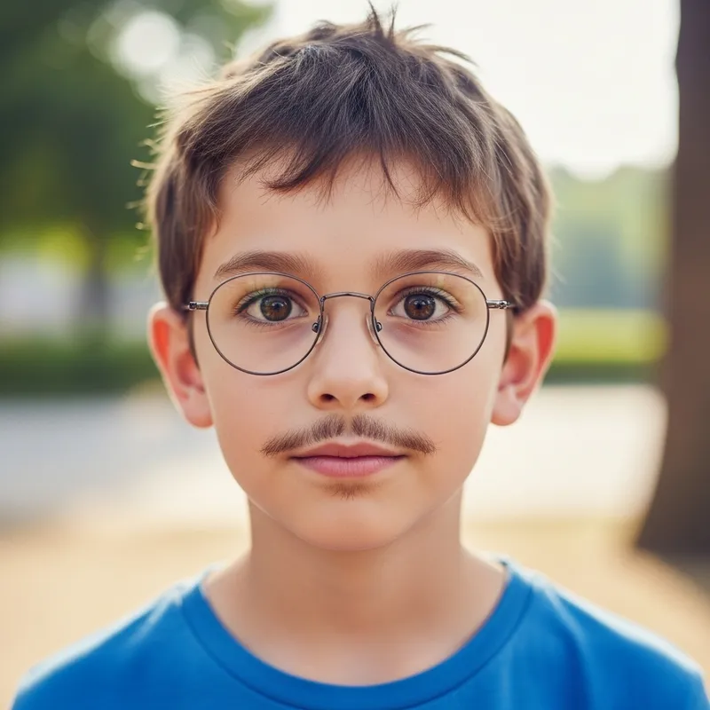 Young Boy with Glasses and a Hint of Moustache