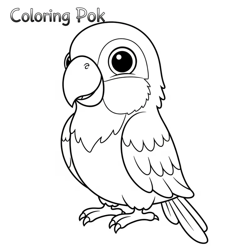 Cute Playful Parrot Coloring Page for Kids