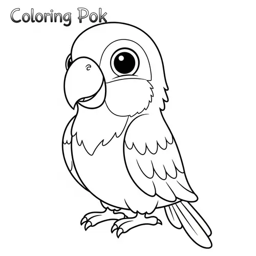 Cute Playful Parrot Coloring Page for Kids