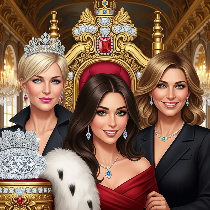 Affluent Elegance: Three Rich & Regal Women | Gilded Palace Portrait