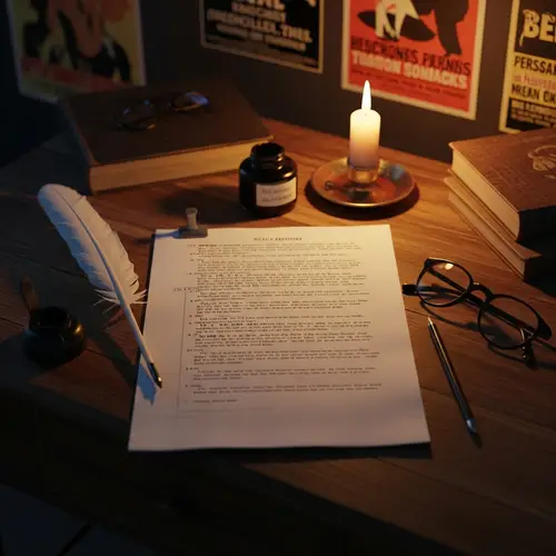 Vintage Theatrical Script on Antique Table