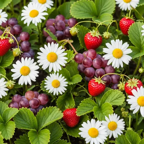Vibrant Daisies, Strawberries & Grapes: A Summer Delight