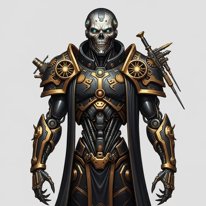Intimidating Cyborg - Metallic Humanoid in Black and Gold