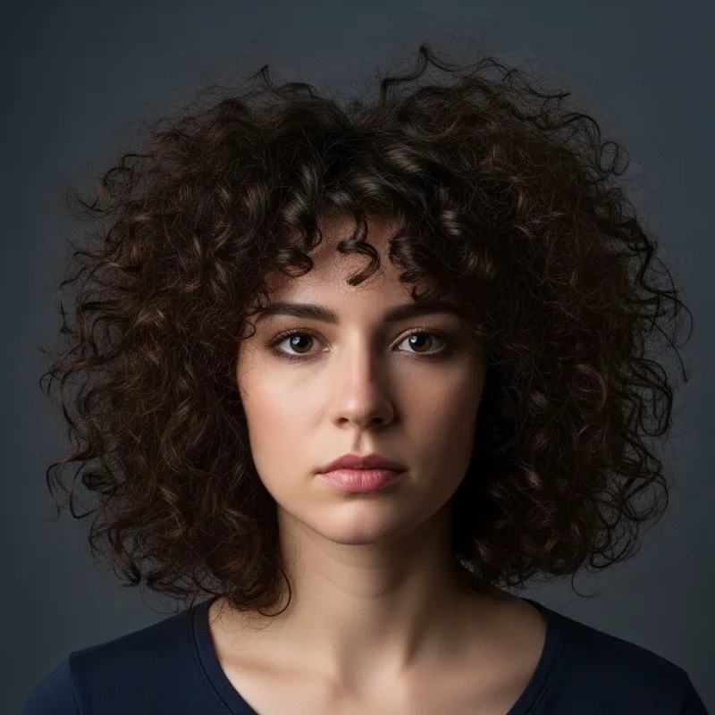Girl with Human-like Features and Extremely Curly but Frizzy Hair