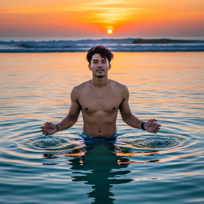 Tranquil Man Enjoying Water Serenity