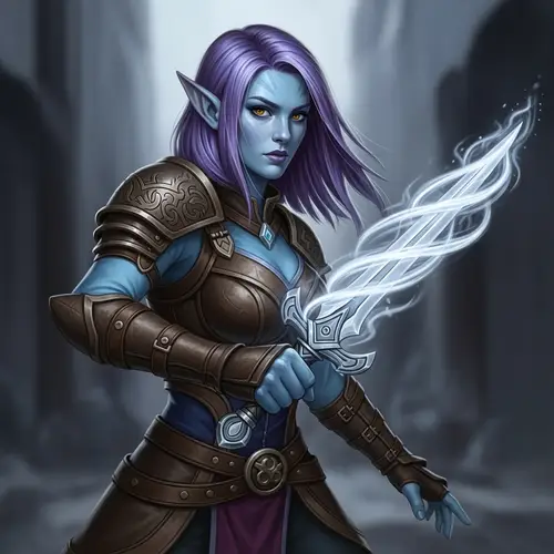 Ethereal Magical Warrior: Caucasian Female in Leather Armor