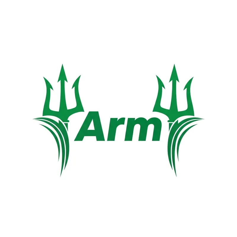 Dynamic Green Tridents Logo and Arm Text Design