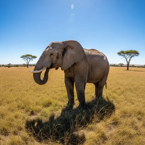 Majestic Elephant Standing in Grassland
