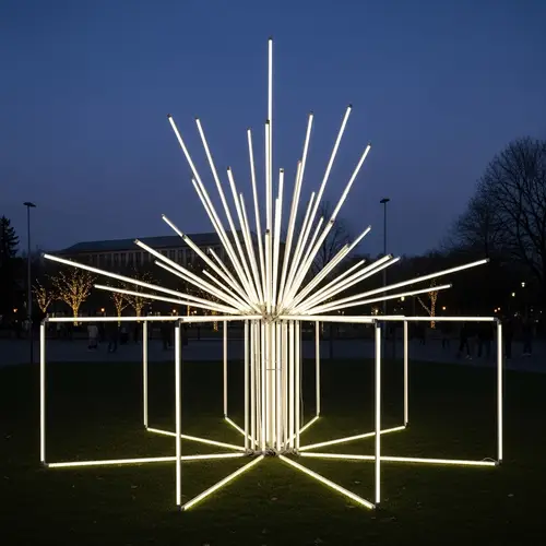 Artistic 1.5m-Hight LED Tube Structure at Dusk