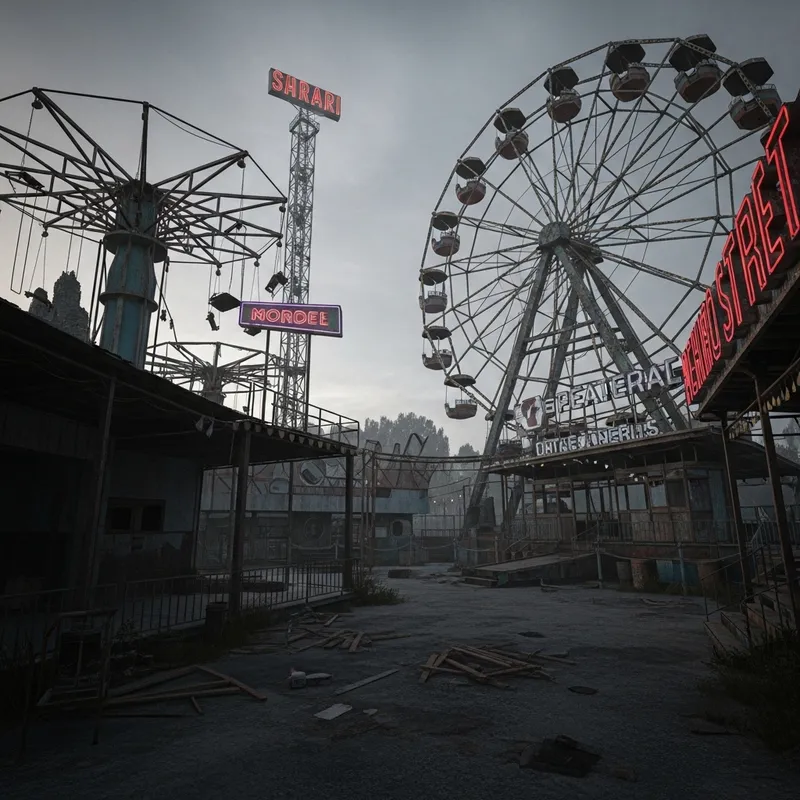 Explore a Retro-Futuristic Abandoned Amusement Park
