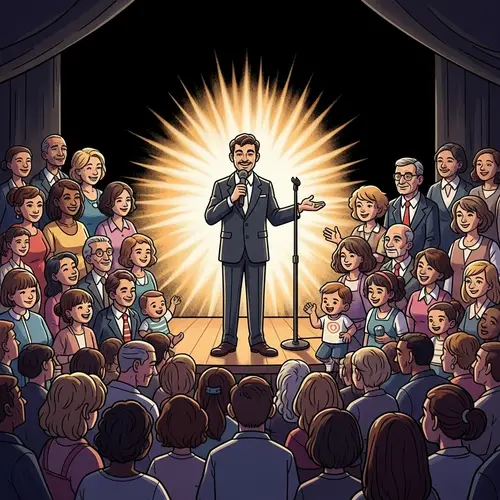 Charismatic Stand-Up Comic Delighting Diverse Audience