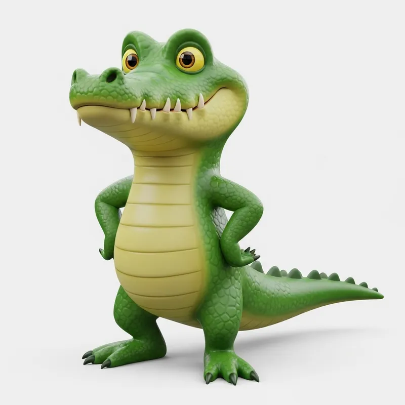 Playful Cartoon Crocodile 3D Model | Fun Reptile Character